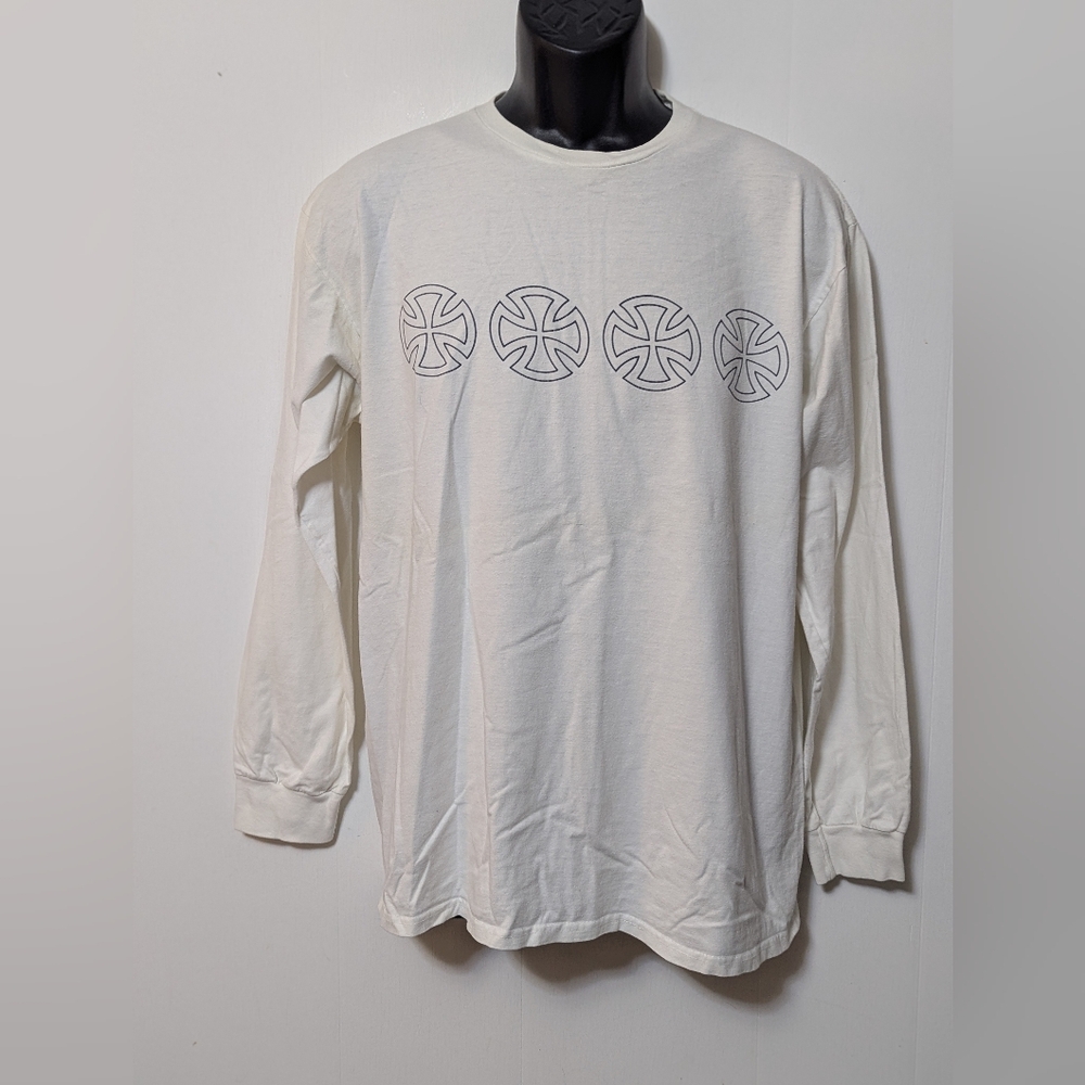 Men's Vans Independent Long Sleeve T-shirt Graphic White Size Large